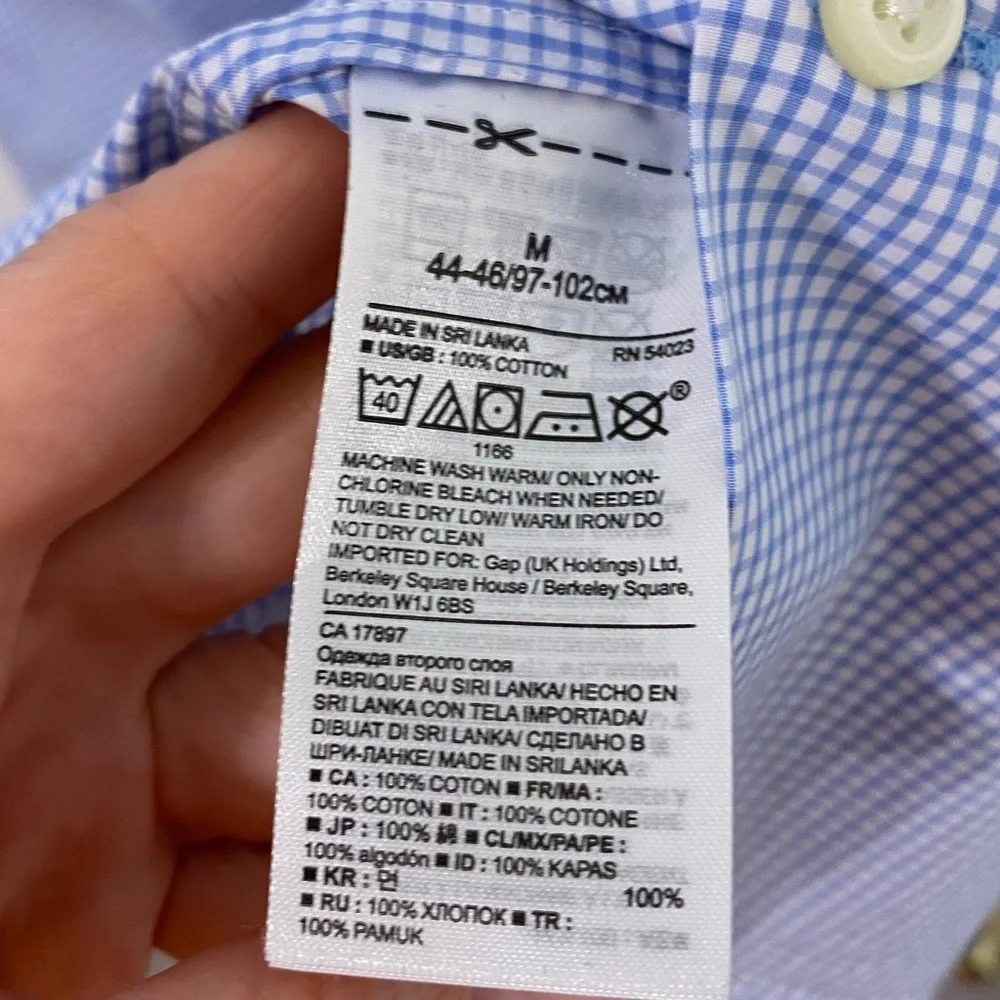 Banana Republic 120s Supima Cotton Gingham Dress Shirt Light Blue Men’s Medium